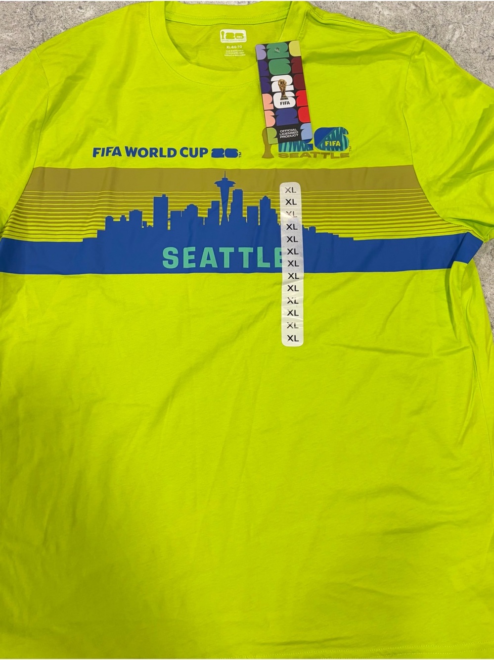 FIFA 2026 World Cup Seattle Graphic Tee - Neon Lime Green-XL NWT